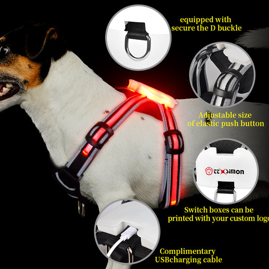 Night Dog Walking Vest LED Explosion-proof Dog's Straps